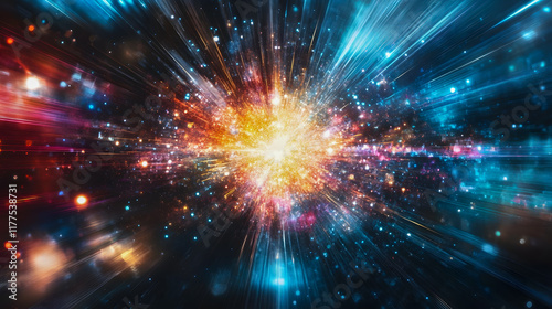 Wallpaper Mural Vibrant cosmic explosion with bright colors and dynamic light rays creating a sense of motion and energy in a vast universe backdrop Torontodigital.ca