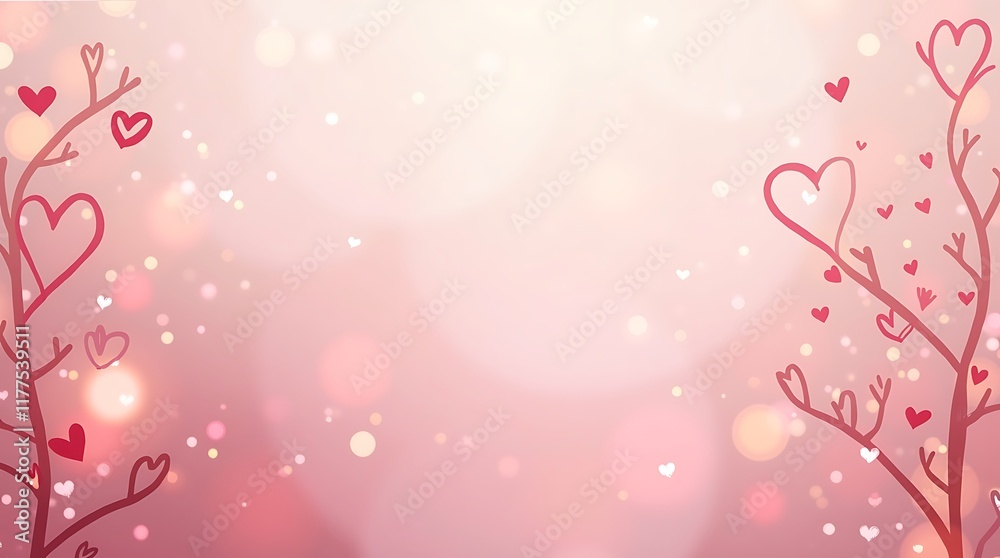 Romantic Love Tree: Valentine's Day Background Romantic Love Tree: Valentine's Day Background