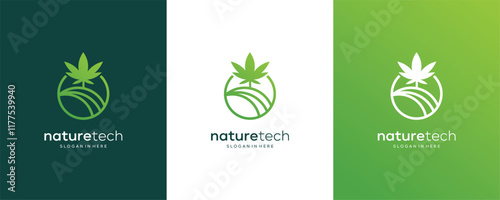 Marijuana Cannabis Leaf with Morning Sun logo design