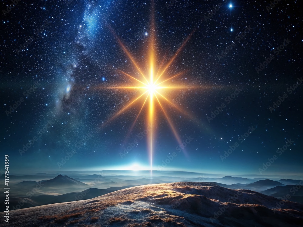 Majestic Night Sky: Single Star Shining Bright on Black Background - Stunning Landscape Photography Majestic Night Sky: Single Star Shining Bright on Black Background - Stunning Landscape Photography