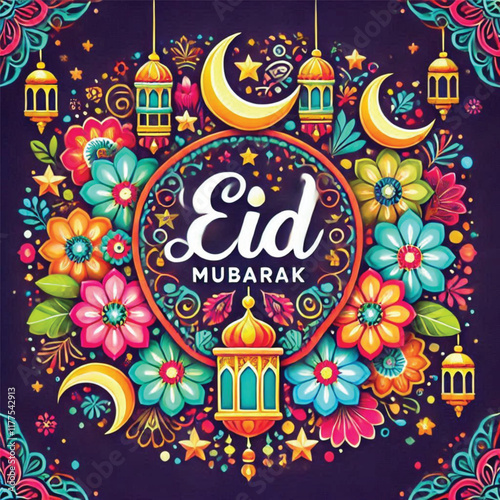 vector eid mubarak, a Muslim holiday throughout the world