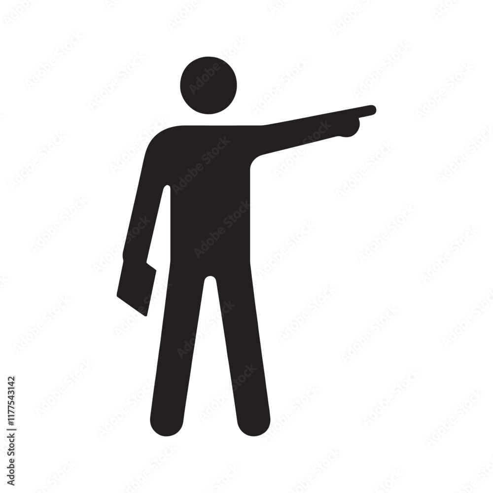 Black vector pointing person icon for marketing materials
Black vector pointing person icon for marketing materials