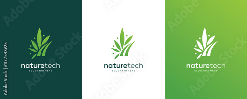 Collection  Cannabis marijuana CBD  logo design, Innovative digital technology concept business	