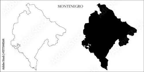 Montenegro Blank Map, Montenegro Map Outline Vector Images
