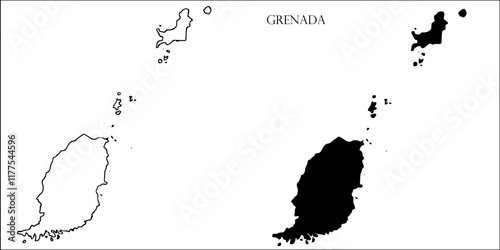 Grenada Blank Map, Grenada Map Outline Vector Images