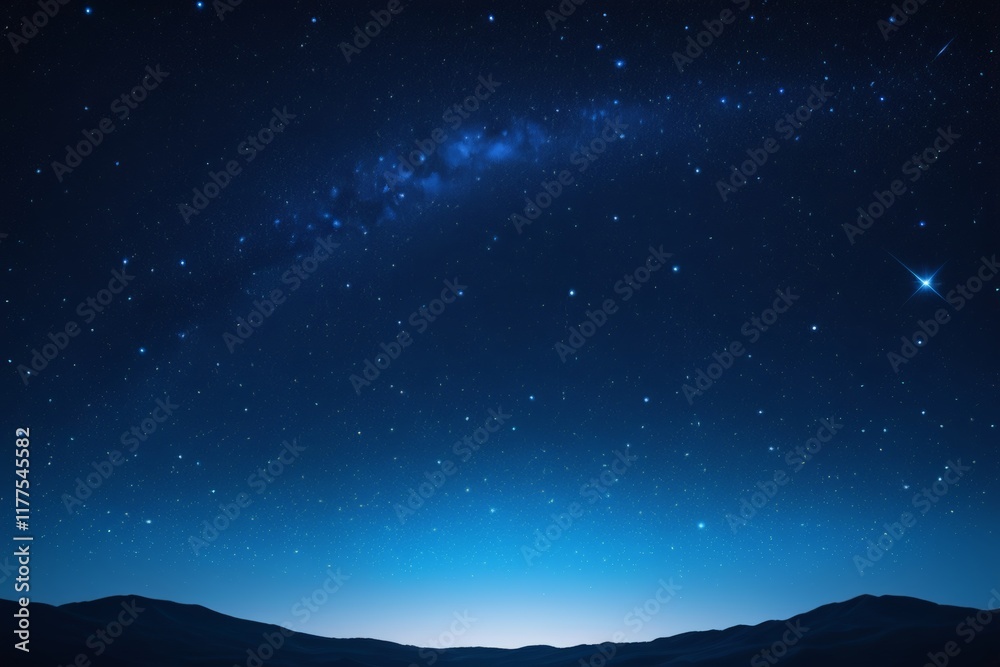 starry night sky with a bright star and a distant mountain range starry night sky with a bright star and a distant mountain range