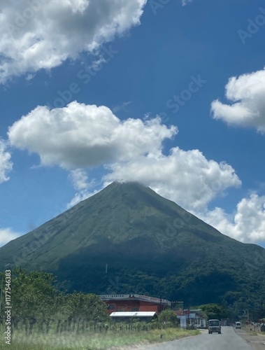 Volcano Viewed from a Scenic Road