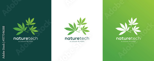 Nature Cannabis Marijuana Hemp Weed Leaf CBD logo design