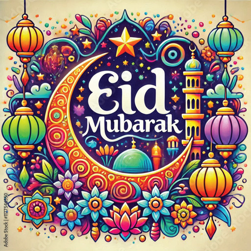 vector eid mubarak, a Muslim holiday throughout the world