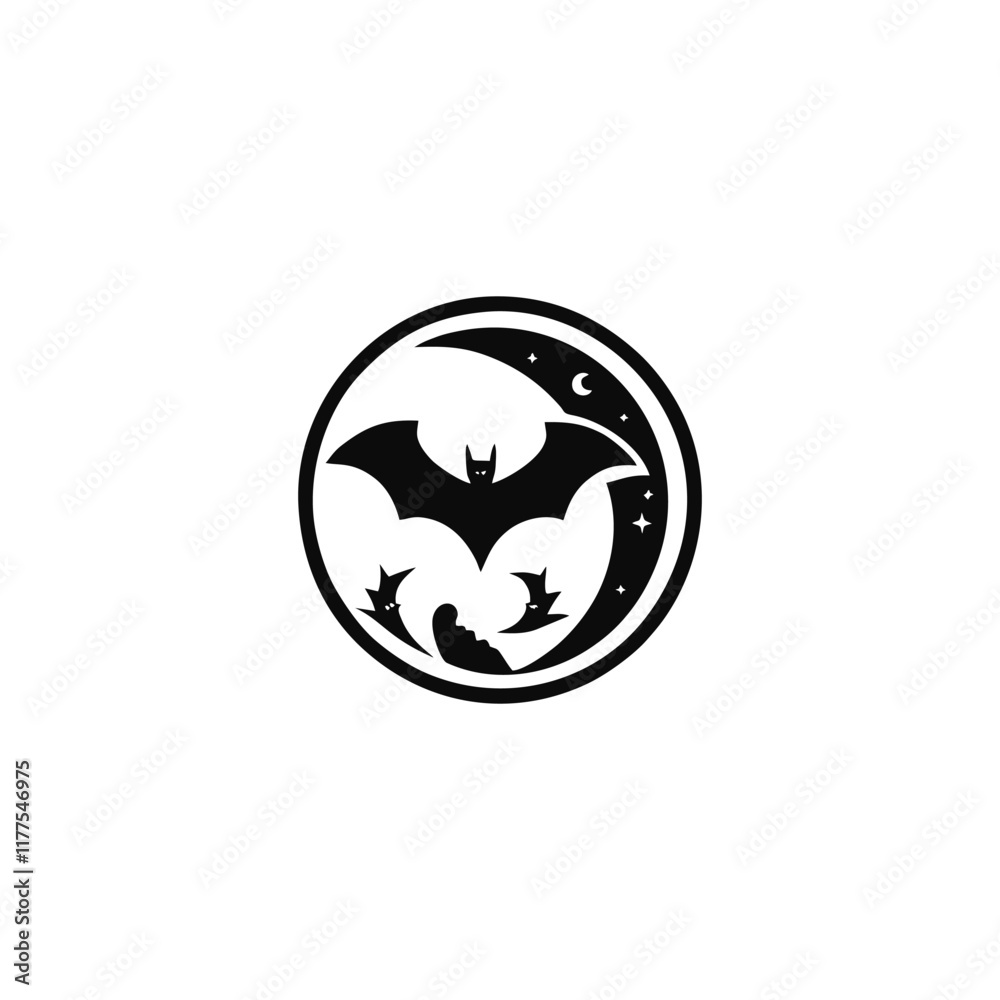 Bat vector logo with circle combination Bat vector logo with circle combination