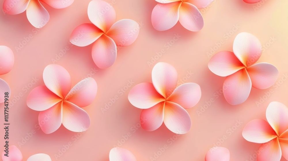 Obraz premium Tropical Pink Plumeria, Frangipani pattern (background) - Asian flower.