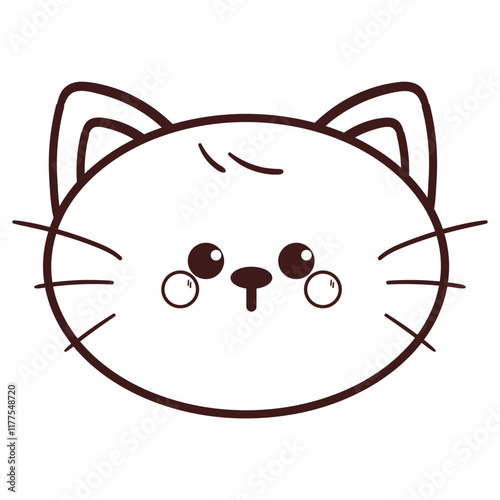 cute hand drawing cartoon cat head coloring page illustration