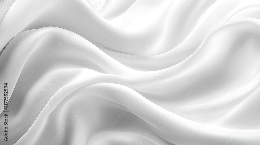 Fototapeta premium White silk fabric waves, elegant texture, soft background, design element.