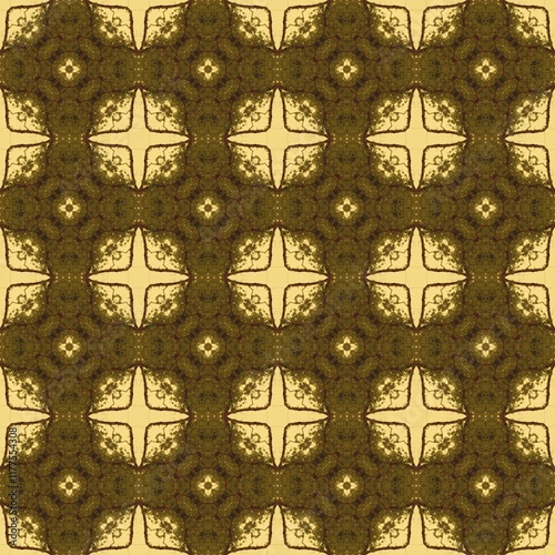 Seamless Texture Yellow Pattern with Green Accents