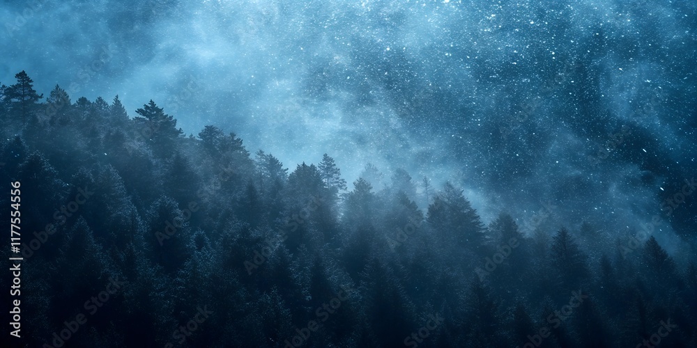 Fototapeta premium Blue Gradient Background with Grainy Glow and Noise Texture for Banner Design