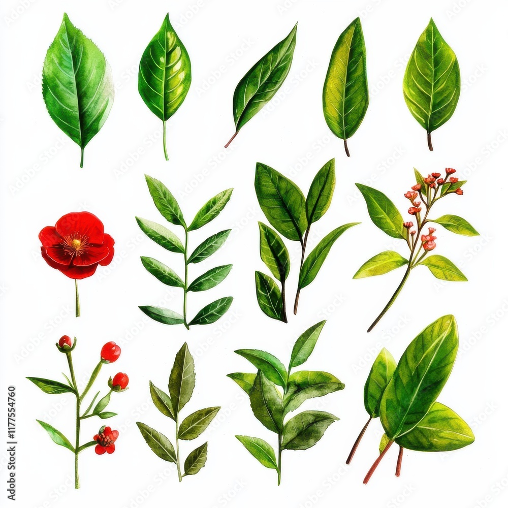 Obraz premium Fantastical plant leaves watercolor art nature botanical creative