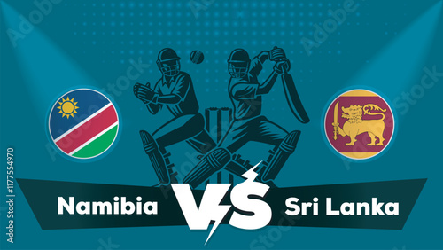 Namibia VS Sri Lanka , Sri Lanka Vs Namibia cricket match , Cricket match concept with creative illustration.eps