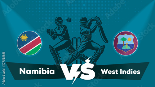 Namibia VS West Indies Match , West Indies Vs Namibia  cricket match , Cricket match concept with creative illustration.eps