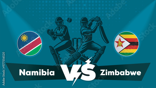 Namibia VS Zimbabwe , Zimbabwe Vs Namibia cricket match , Cricket match concept with creative illustration.eps