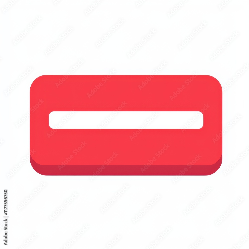 Vibrant red rectangular shape with a horizontal cut-out, perfect for modern design projects. Vibrant red rectangular shape with a horizontal cut-out, perfect for modern design projects.