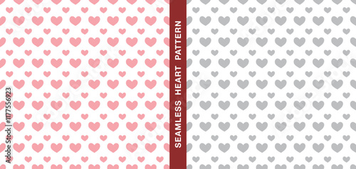 Seamless vector heart pattern. Heart elements arranged neatly in pink and gray form a beautiful pattern