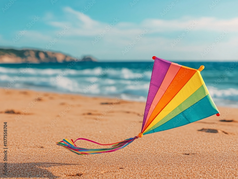Kite flying at the beach coastal view outdoor activity colorful scene vibrant environment Kite flying at the beach coastal view outdoor activity colorful scene vibrant environment