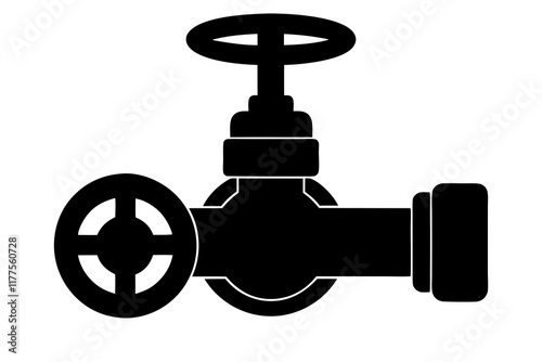 Industrial Pipe Valve Silhouette Illustrations 