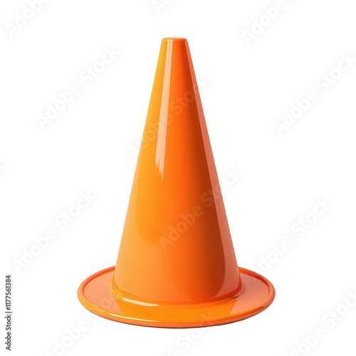 bright orange traffic cone. commonly used for road safety and construction purposes its conical shape and reflective surface make it easily visible. alerting drivers and pedestrians to potential hazar photo