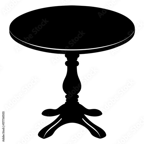 Classic Round Table Silhouette Vector Illustration 