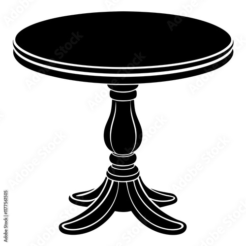 Classic Round Table Silhouette Vector Illustration 