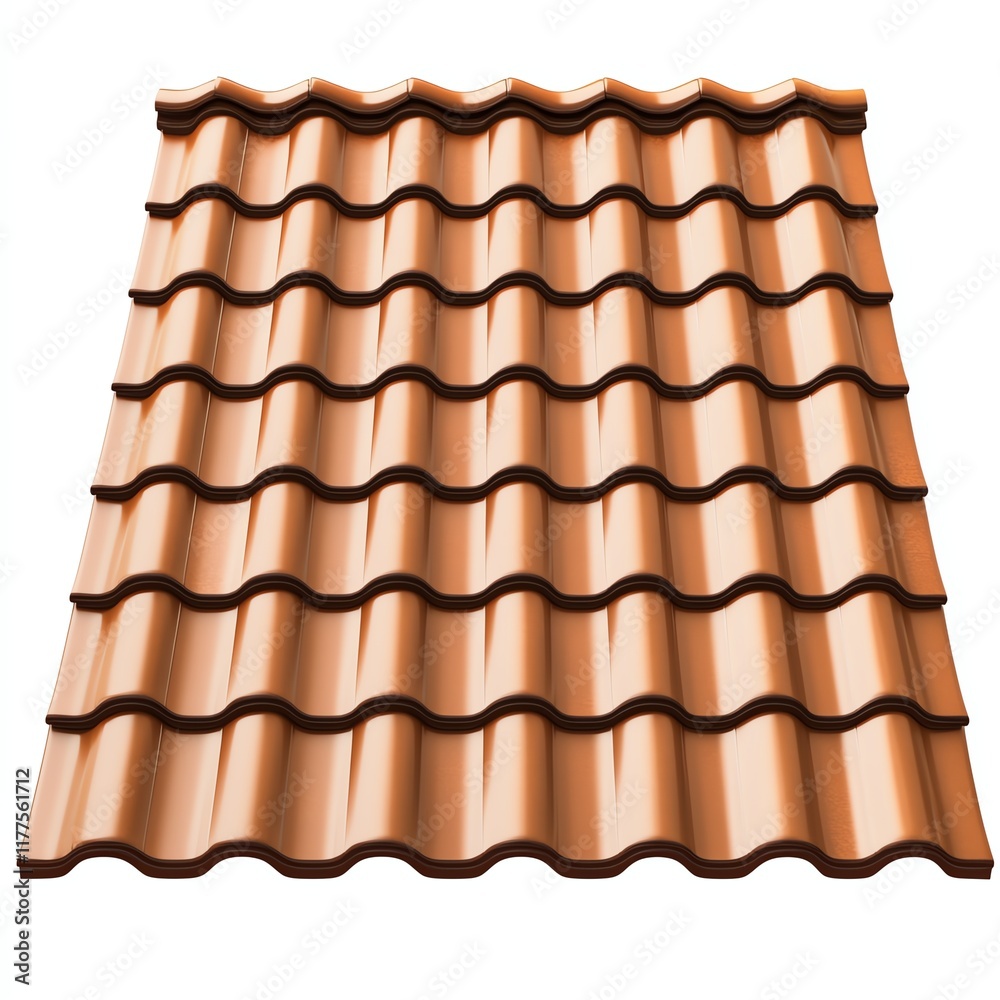 Roof tiles with wavy pattern, isolated on a white background. Roof tiles with wavy pattern, isolated on a white background.