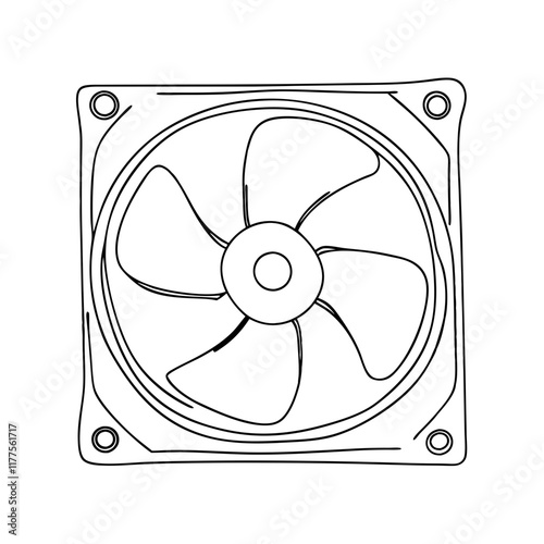 Computer Cooling Fan Line Art