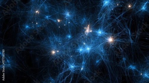 Exploring cosmic connections star networks universe digital art abstract dark background neural concepts