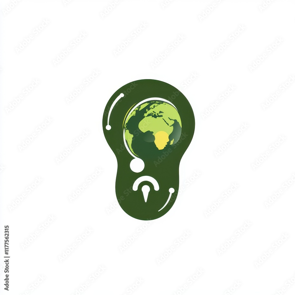 Abstract green logo featuring a globe, symbolizing sustainability and environmental awareness. Abstract green logo featuring a globe, symbolizing sustainability and environmental awareness.