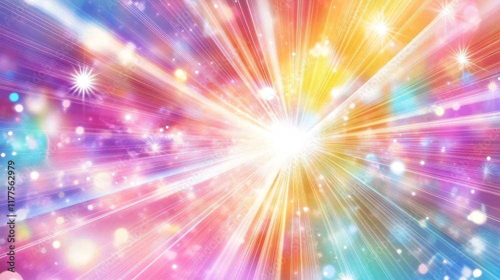 Fototapeta premium Vibrant light burst abstract art digital illustration colorful background dynamic viewpoint energy concept