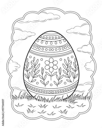 Easter egg coloring pages for kids, Happy easter day vector isolated on white background