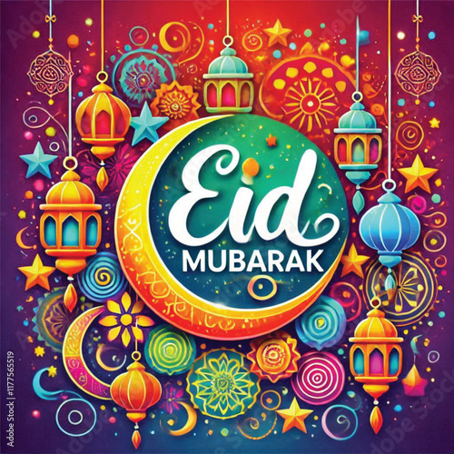 vector eid mubarak, a Muslim holiday throughout the world