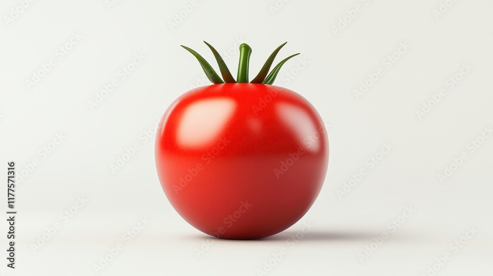 Shiny Red Tomato on Smooth Surfac Shiny Red Tomato on Smooth Surfac