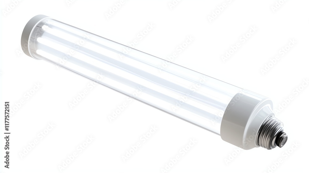 LED tube light with a clear casing on a white isolated background. LED tube light with a clear casing on a white isolated background.