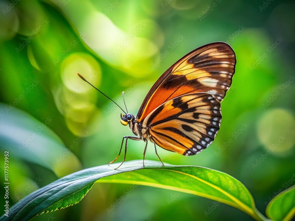 Minimalist Garden Butterfly: Amata huebneri on Leaf Minimalist Garden Butterfly: Amata huebneri on Leaf