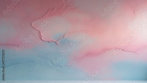 Abstract Pink and Blue Textured Wall Surface. photo