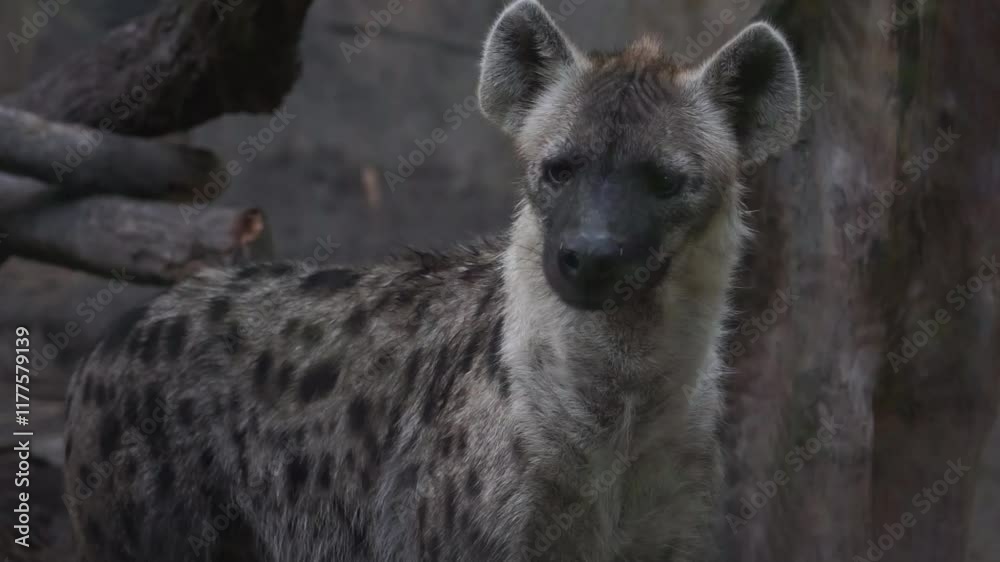 Close-Up of a Hyena in Natural Habitat Setting Close-Up of a Hyena in Natural Habitat Setting