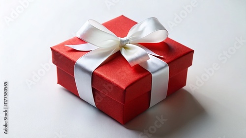 Minimalist Red Gift Box with White Ribbon - Classic Holiday Present