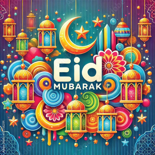 vector eid mubarak, a Muslim holiday throughout the world