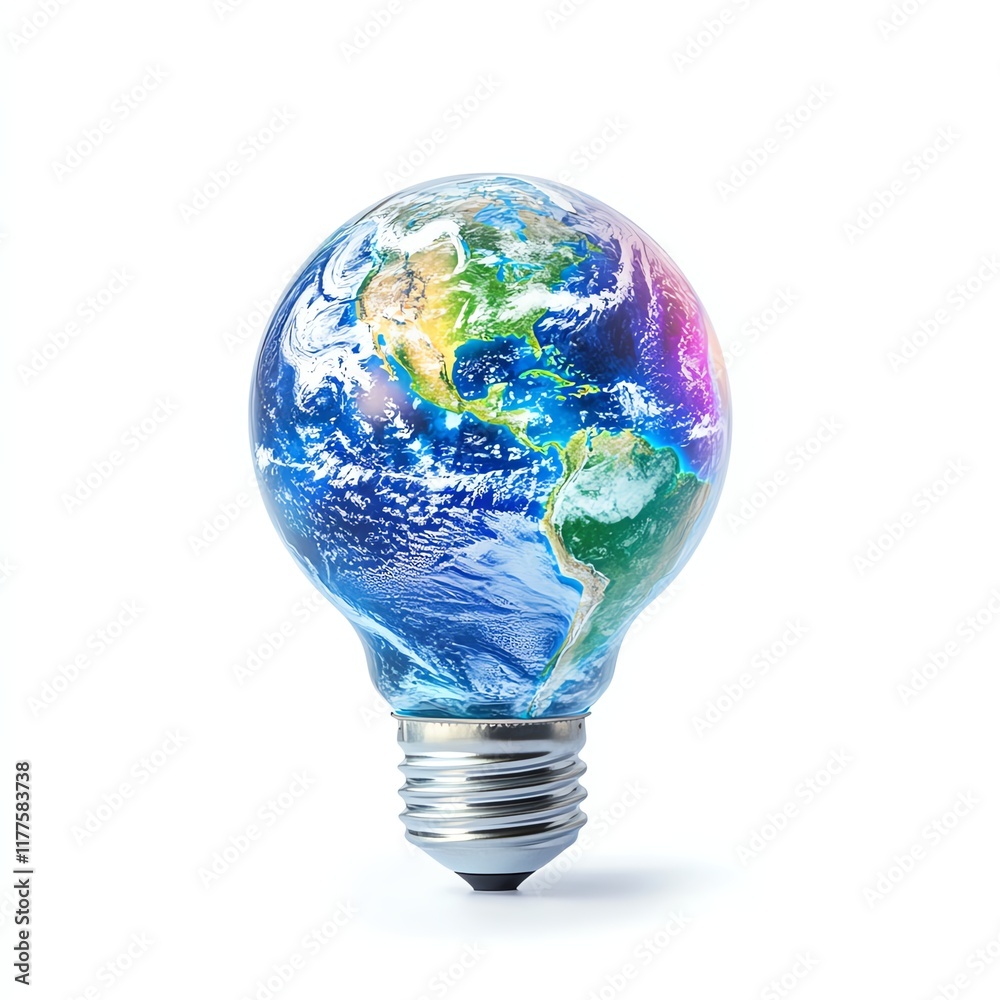 Light bulb shaped as planet Earth on white isolated background. Light bulb shaped as planet Earth on white isolated background.