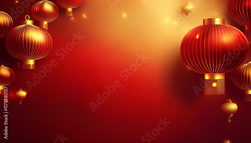 Red and gold design wallpaper with Chinese pattern, Elegant greeting design for Chinese New Year 