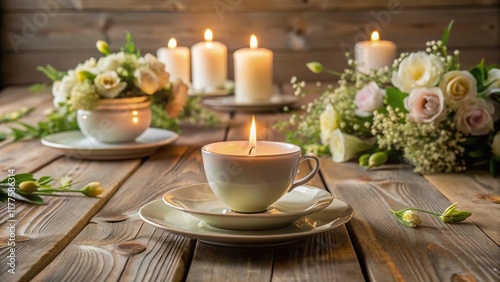 Wallpaper Mural Minimalist Wedding Table Decor: Teacup Candles & Rustic Elegance Torontodigital.ca