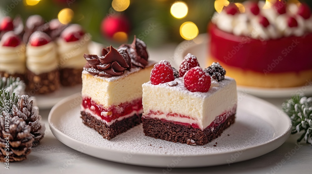 Festive desserts displayed on a white plate a holiday Festive desserts displayed on a white plate a holiday
