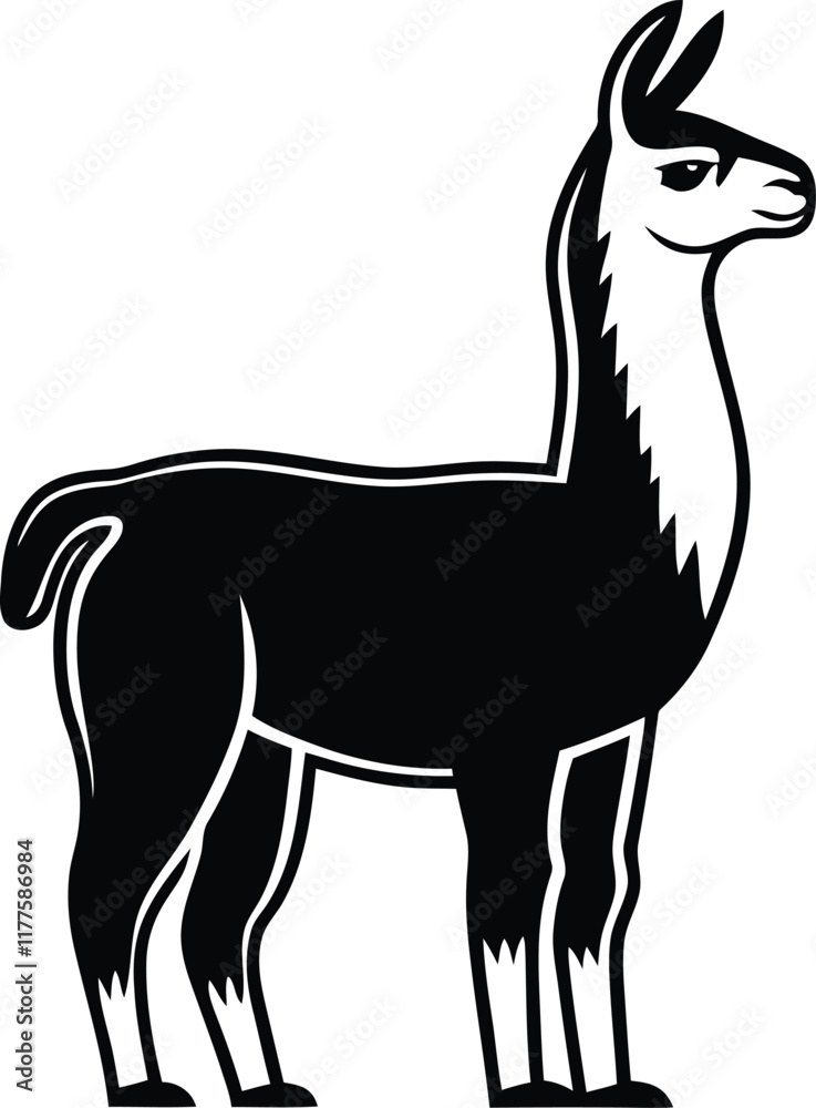 Llama silhouette vector illustration, llama vector art, llama line art vector Llama silhouette vector illustration, llama vector art, llama line art vector