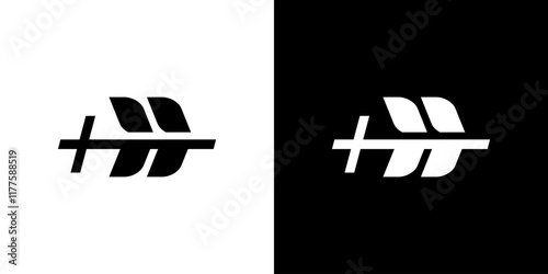 rice logo design with a combination of a cross that symbolizes progress